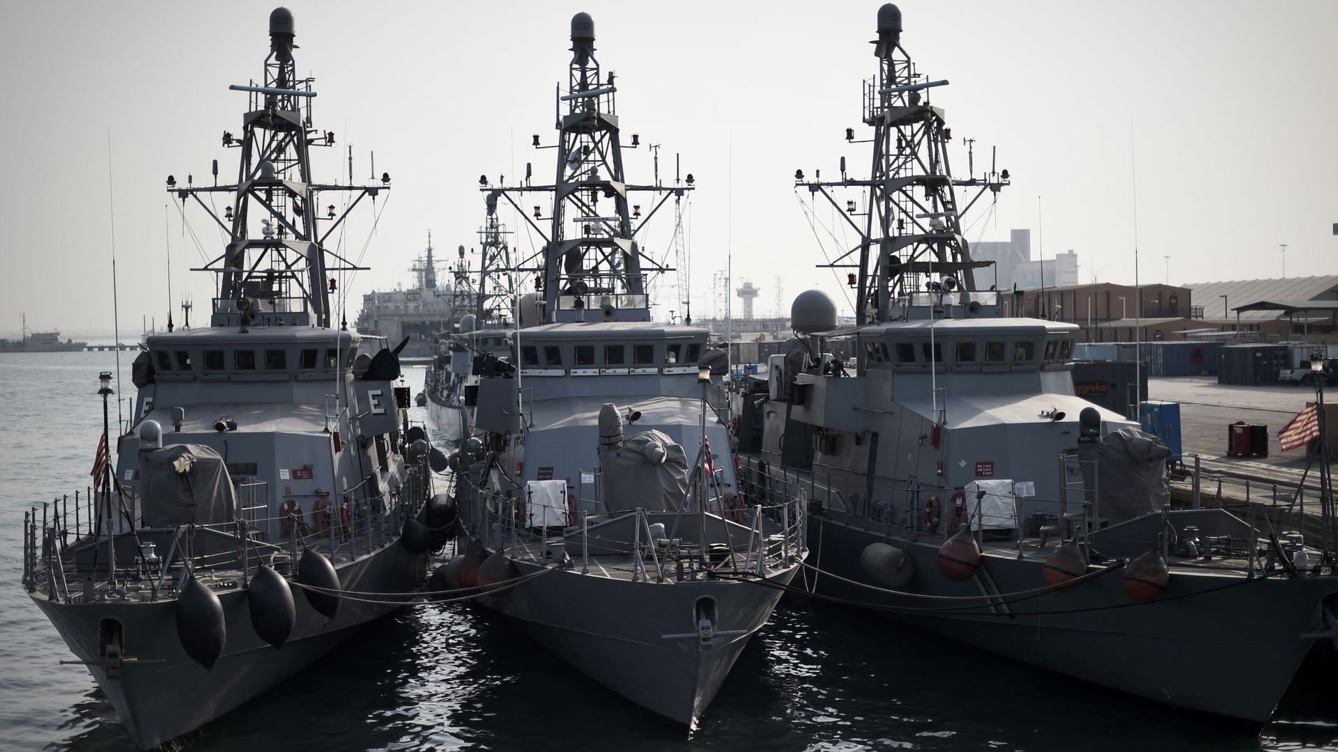 U.S. naval ships at dock