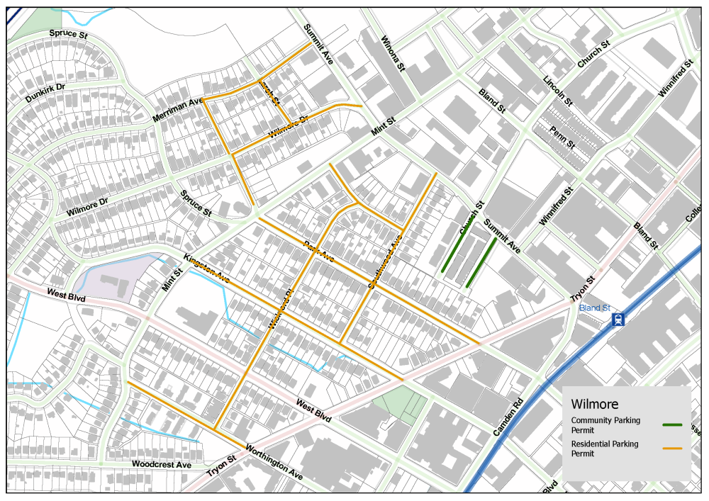 Map of Wilmore parking zones