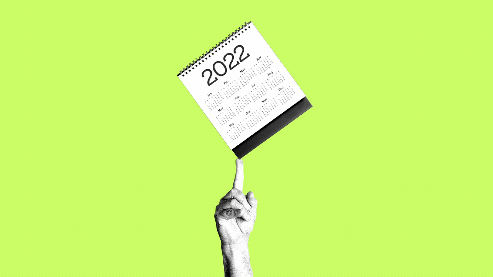 Illustration of a calendar spinning on a person's finger like a basketball.