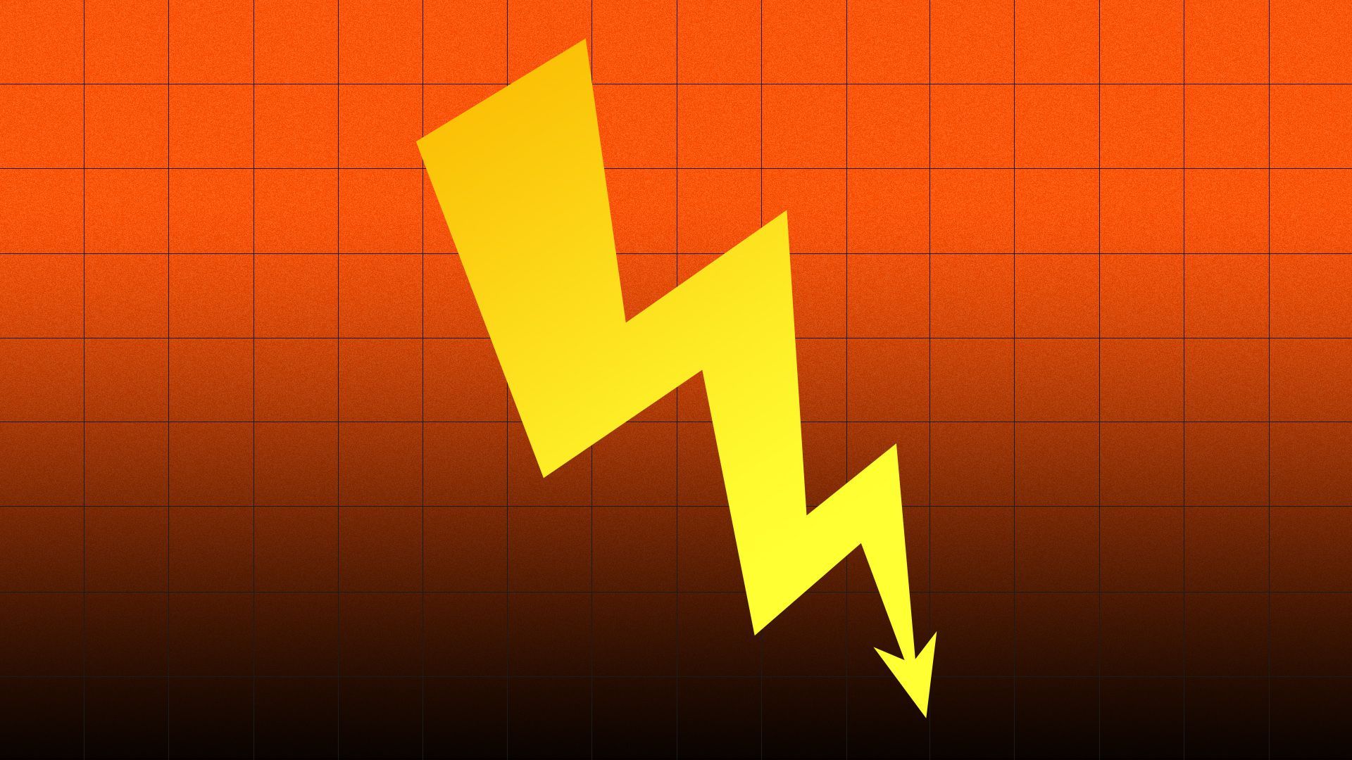 Illustration of a lightning bolt turning into a downward trending stock line