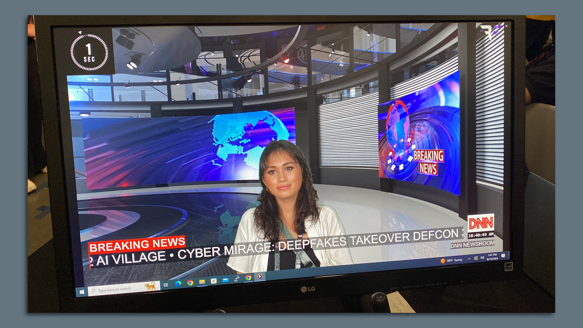 Screenshot of a video with a face-swapped AI image of an Axios reporter