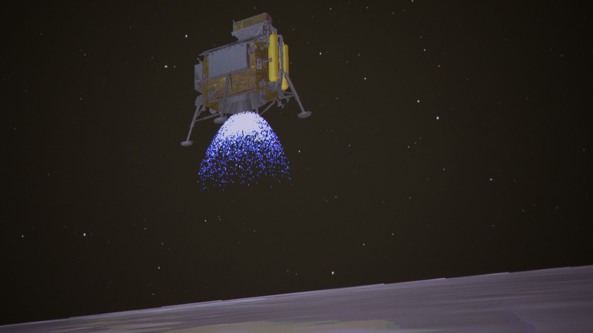 A simulated landing of China's vessel landing on the moon