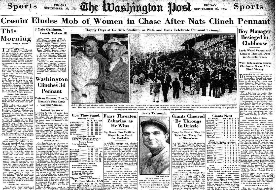 Washington Post front page from 1933