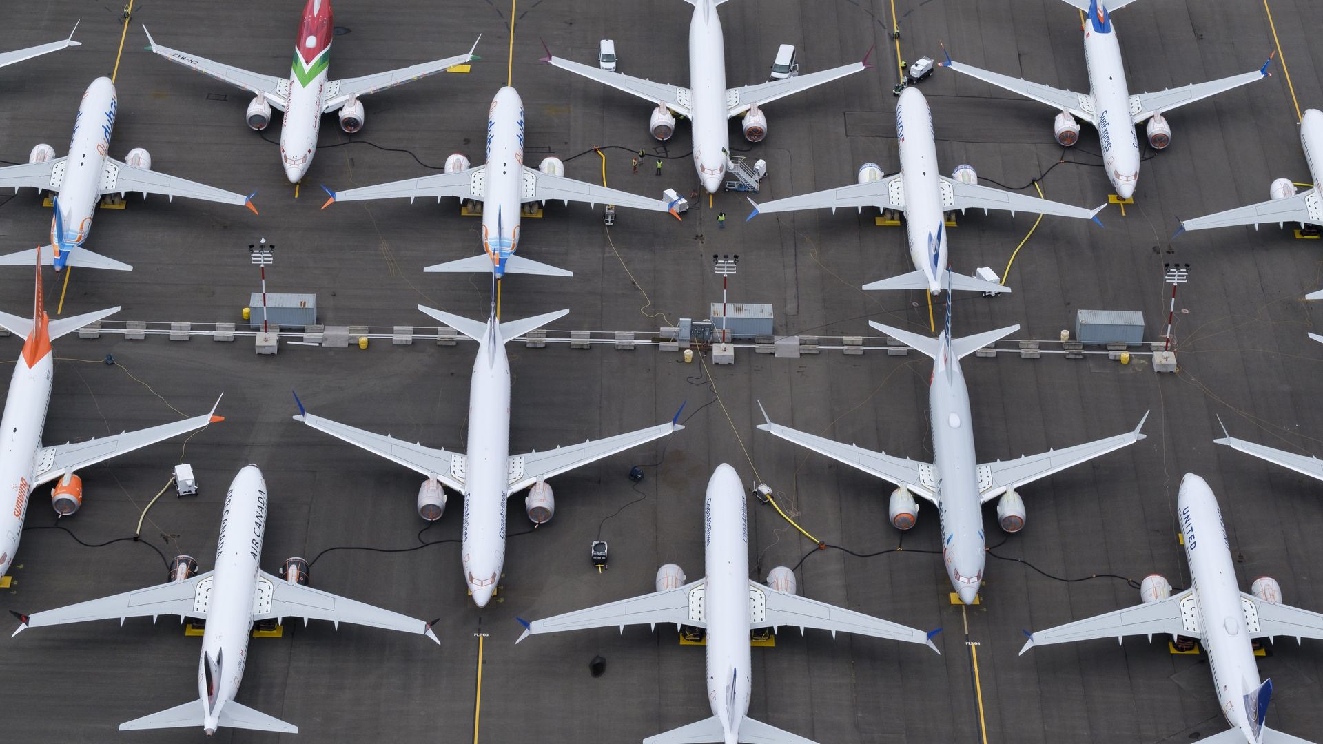 Grounded 737 MAX planes in Seattle, WA