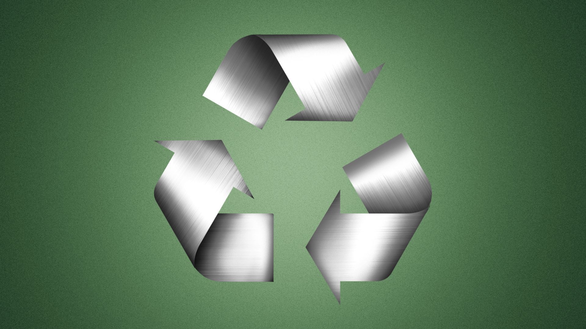 an illustration of a recycling symbol made out of sheets of aluminum