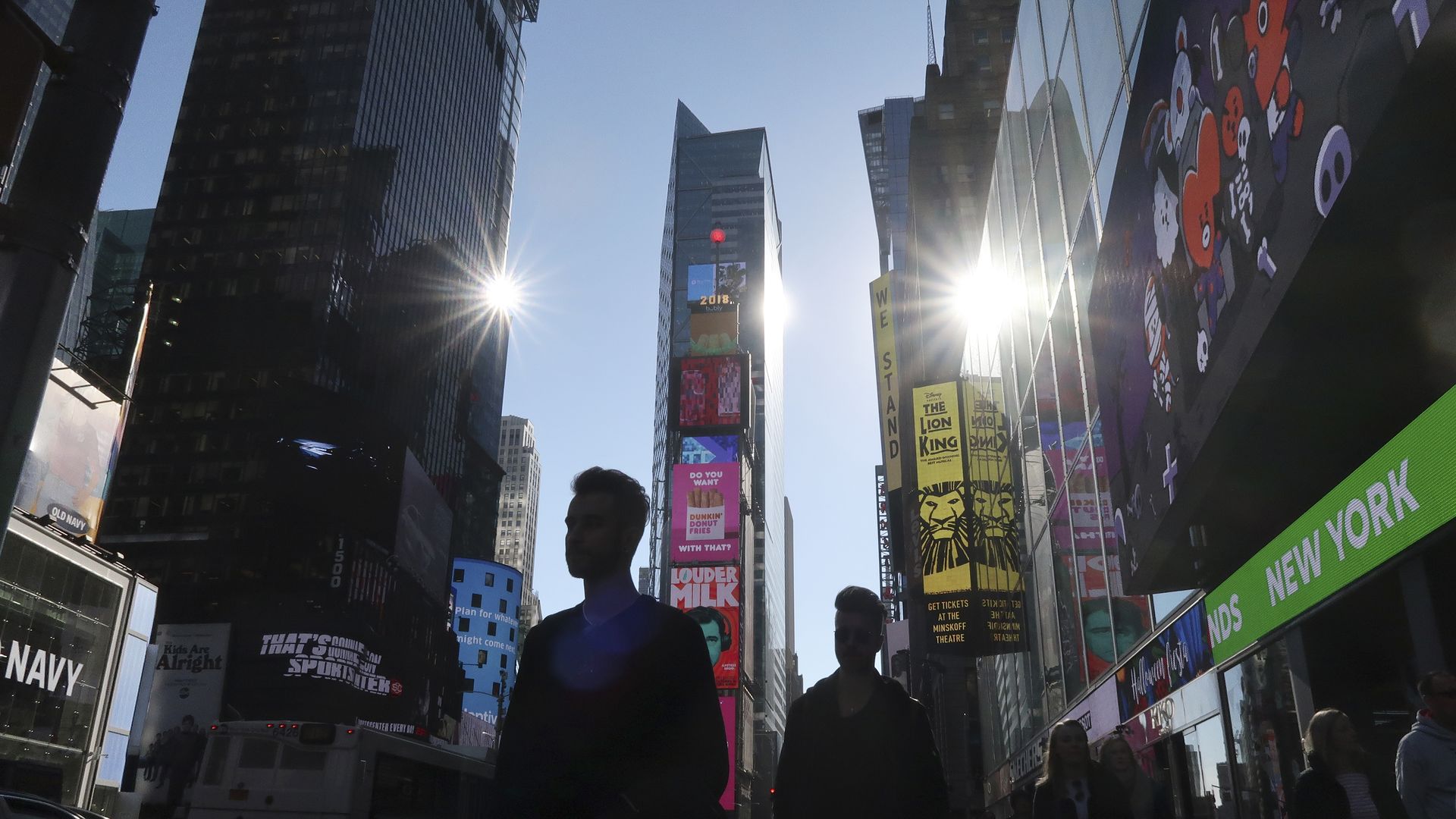People walking through Times Square