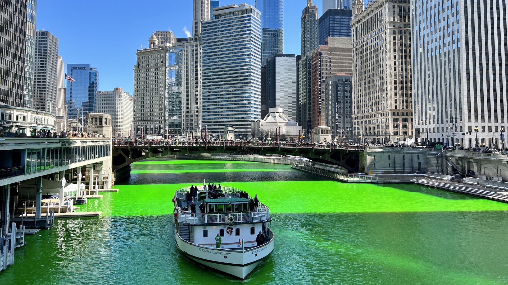 Thousands of people watched on Saturday morning as Chicago's river was dyed green.