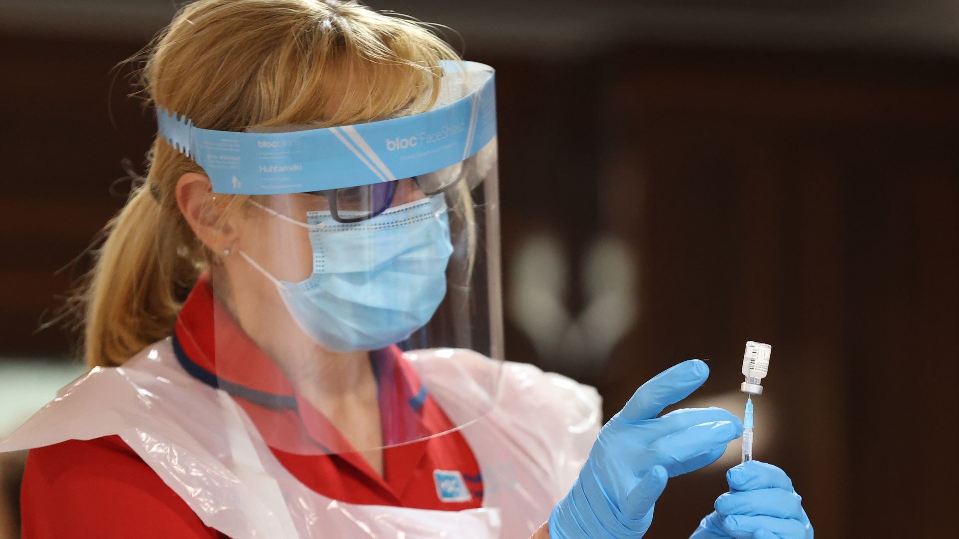 A nurse preparing an injection of Pfizer-BioNtech's covid-19 vaccine in Belfast on Dec. 6.
