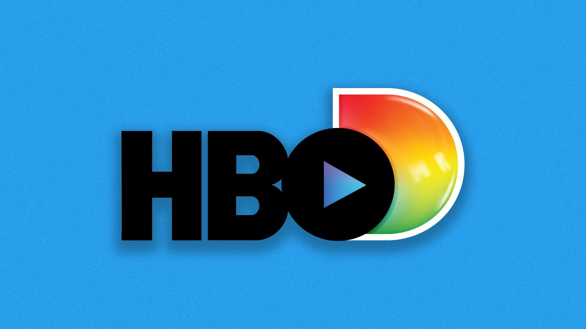 Illustration of the HBO Max and Discovery+ logos merged with a play icon in the middle.