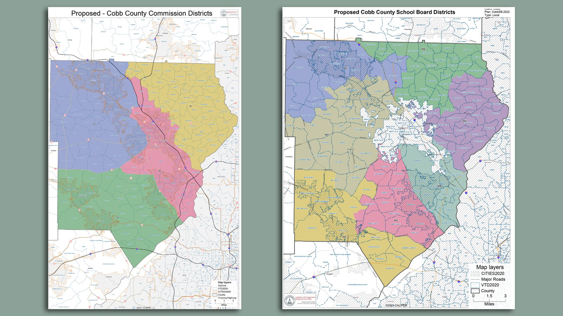 Proposed boundaries for the Cobb school board and county commission