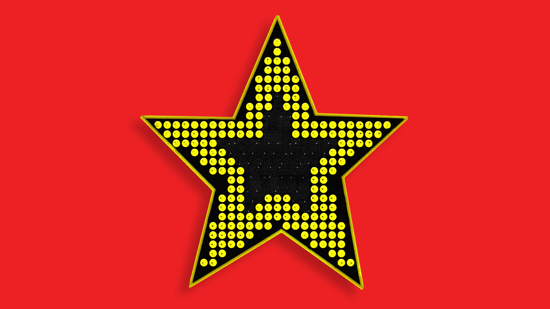 Illustration of semiconductor in Chinese start shape with red background