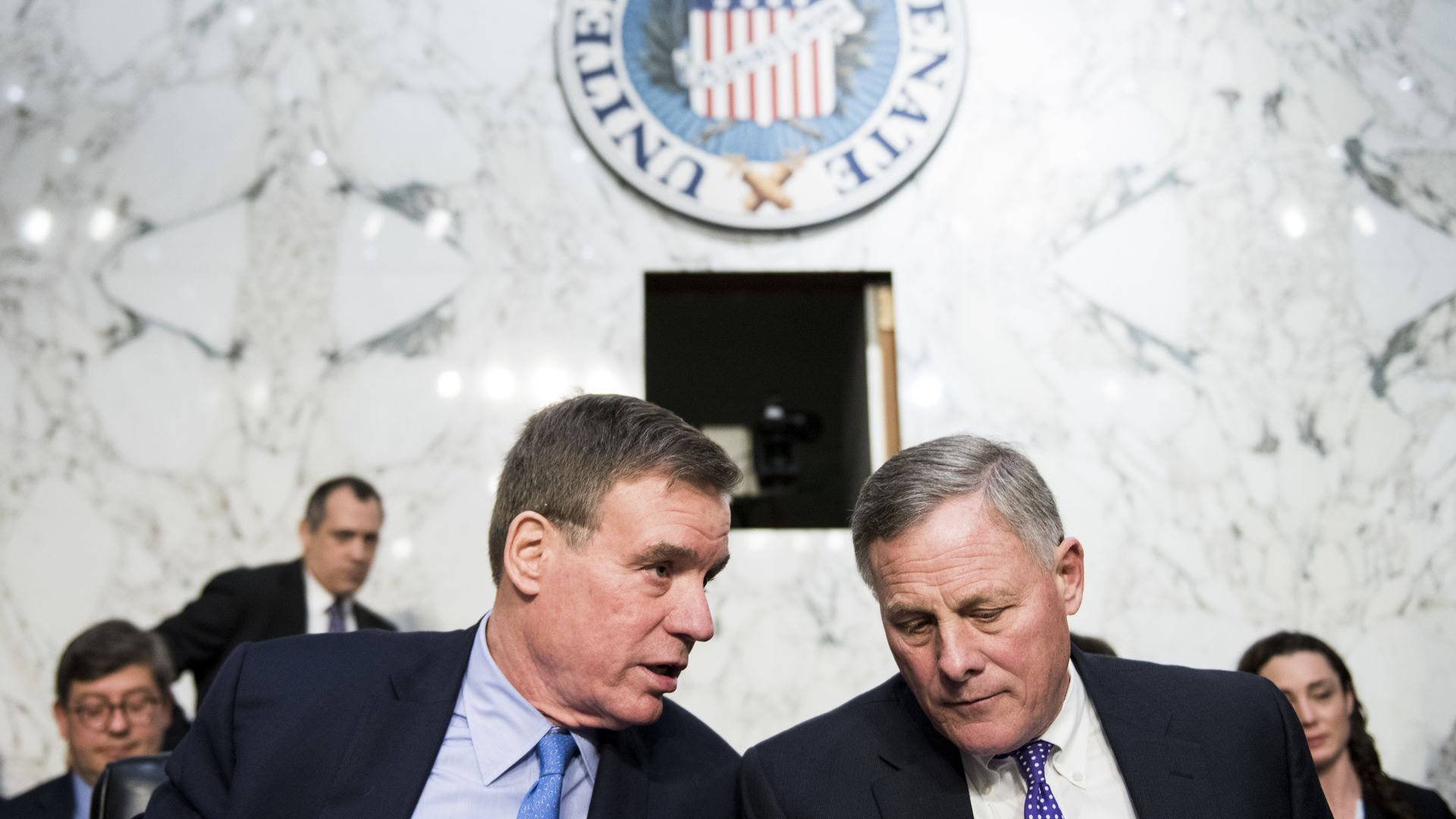 Left, Sen. Mark Warner (D-Va.); right, Sen. Richard Burr (R-N.C.)