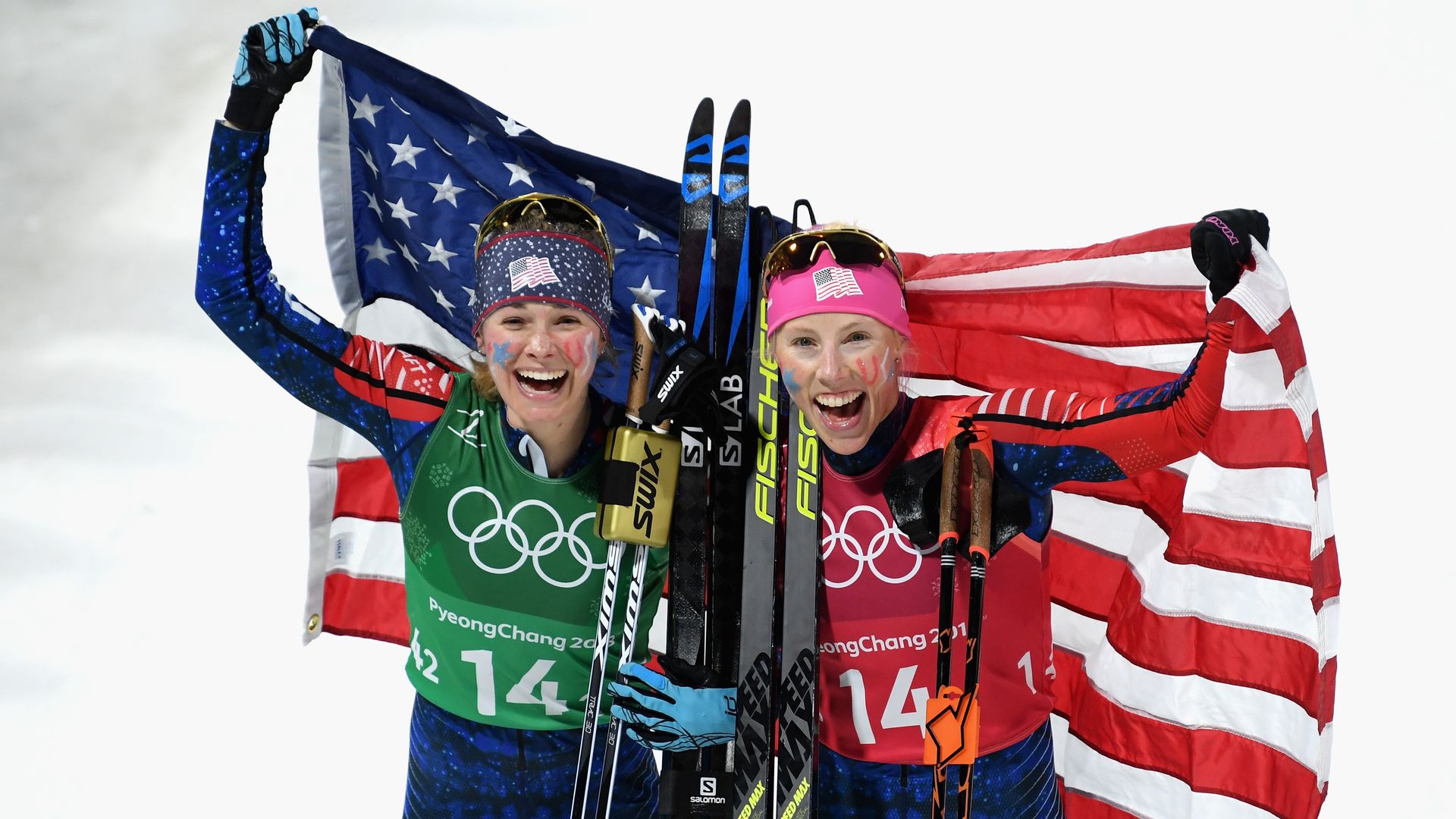 Jessica Diggins and Kikkan Randall