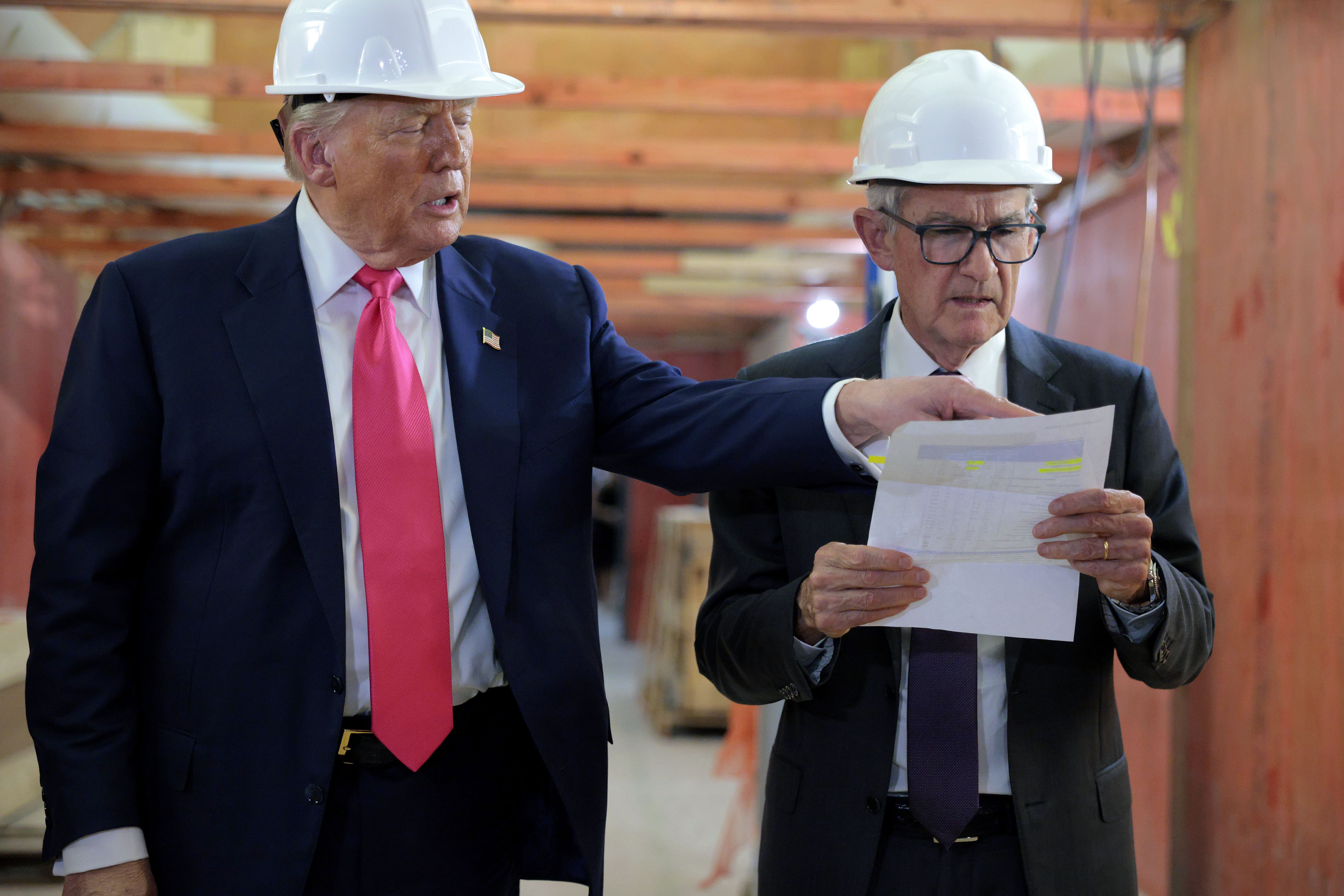 President Trump and Fed chair Jay Powell tour the Federal Reserve's headquarters yesterday.