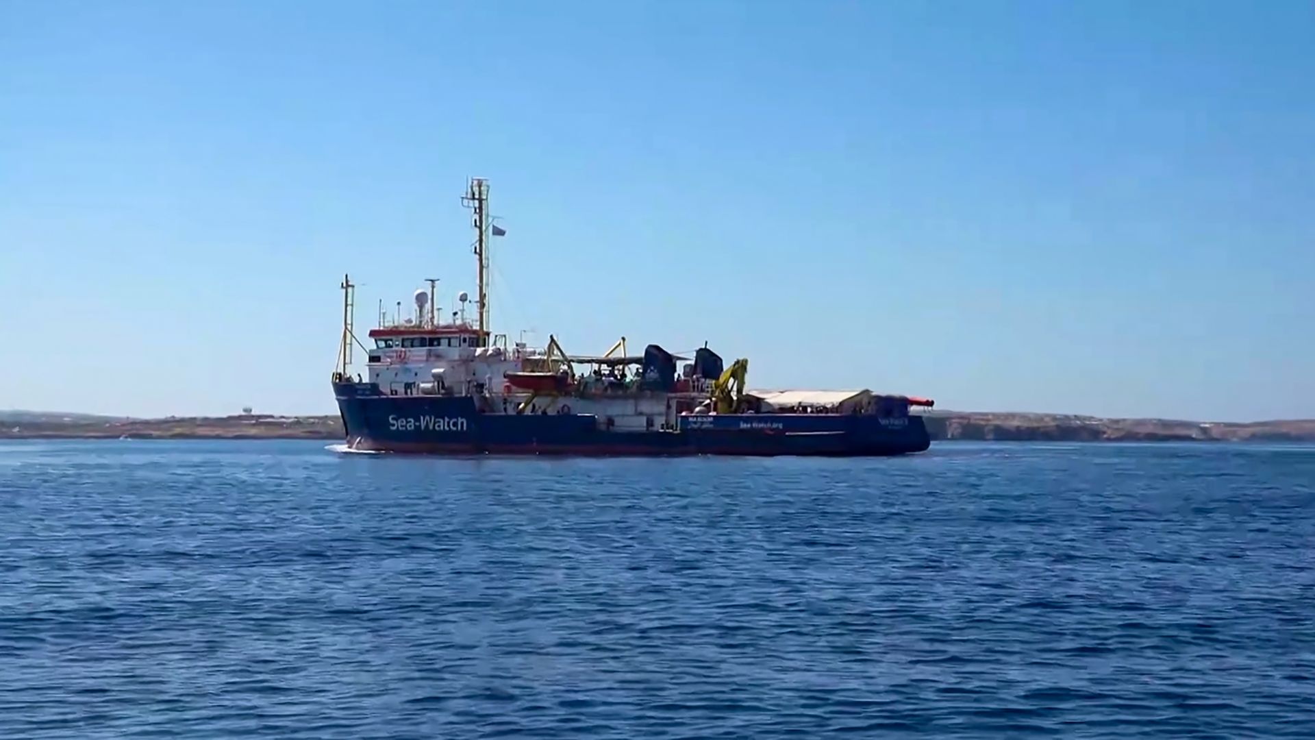 Rescue ship on the Mediterranean Sea