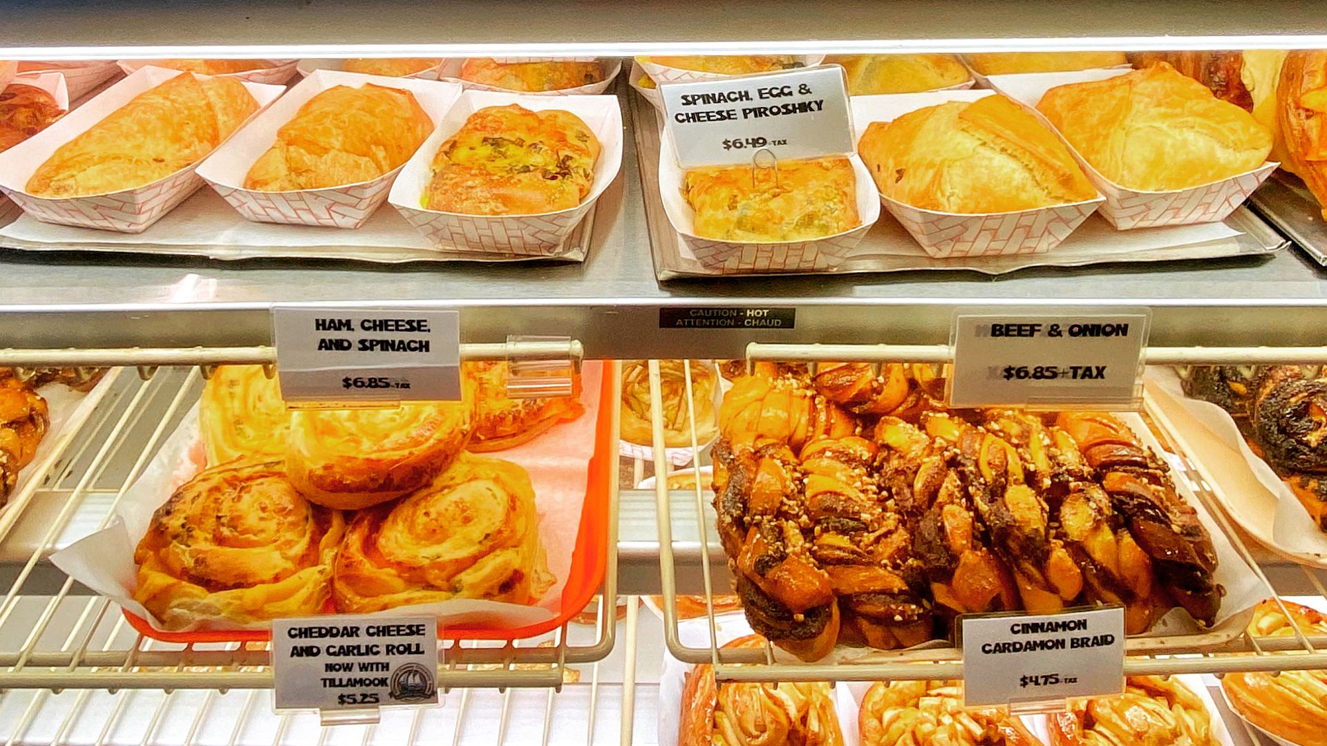 A case of pastries at Piroshky Piroshky.