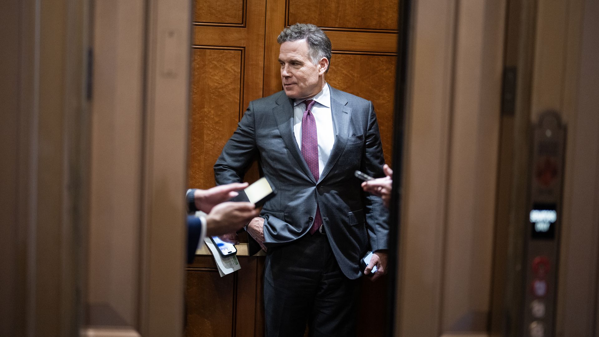 Sen. Dave McCormick, R-Pa., is seen after the senate luncheons in the U.S. Capitol on April 14. 