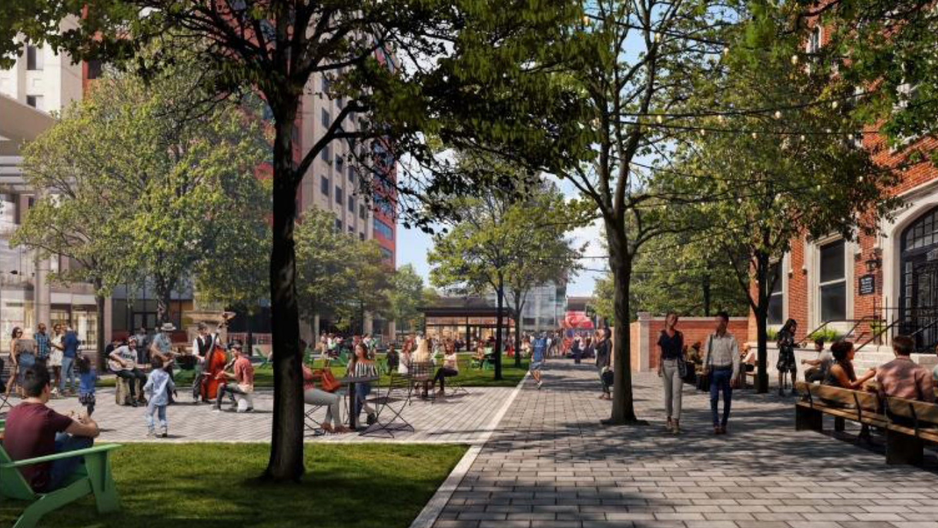 A streetscape rendering