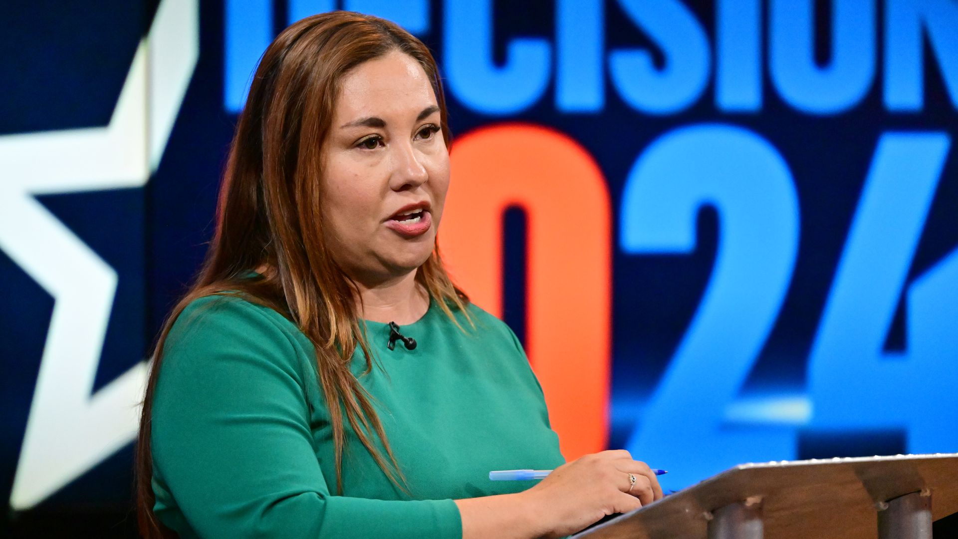Congresswoman Yadira Caraveo, the Democratic incumbent, participated in the 8th congressional debate against Republican state Rep. Gabe Evans at 9news studio in Denver, Colorado on Tuesday, October 8, 2024. (Photo by Hyoung Chang/The Denver Post)