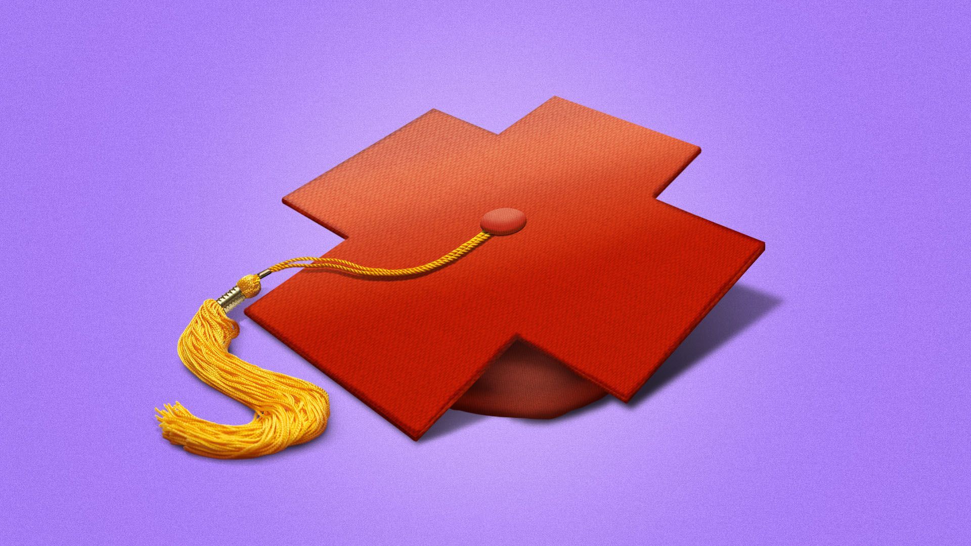 Illustration of a graduation cap in the shape of a red cross