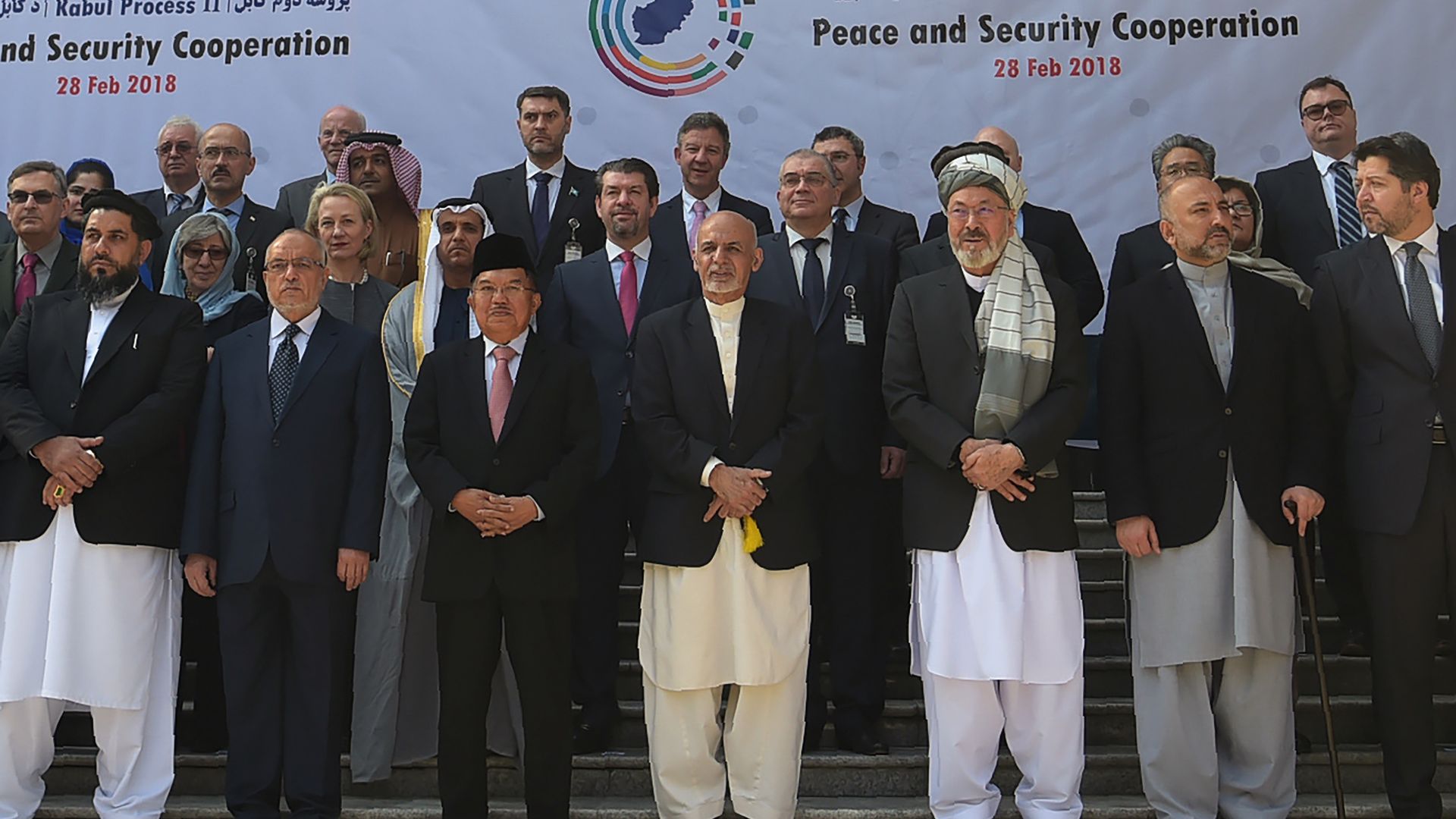 Afghan President Ashraf Ghani at a peace conference in Kabul 