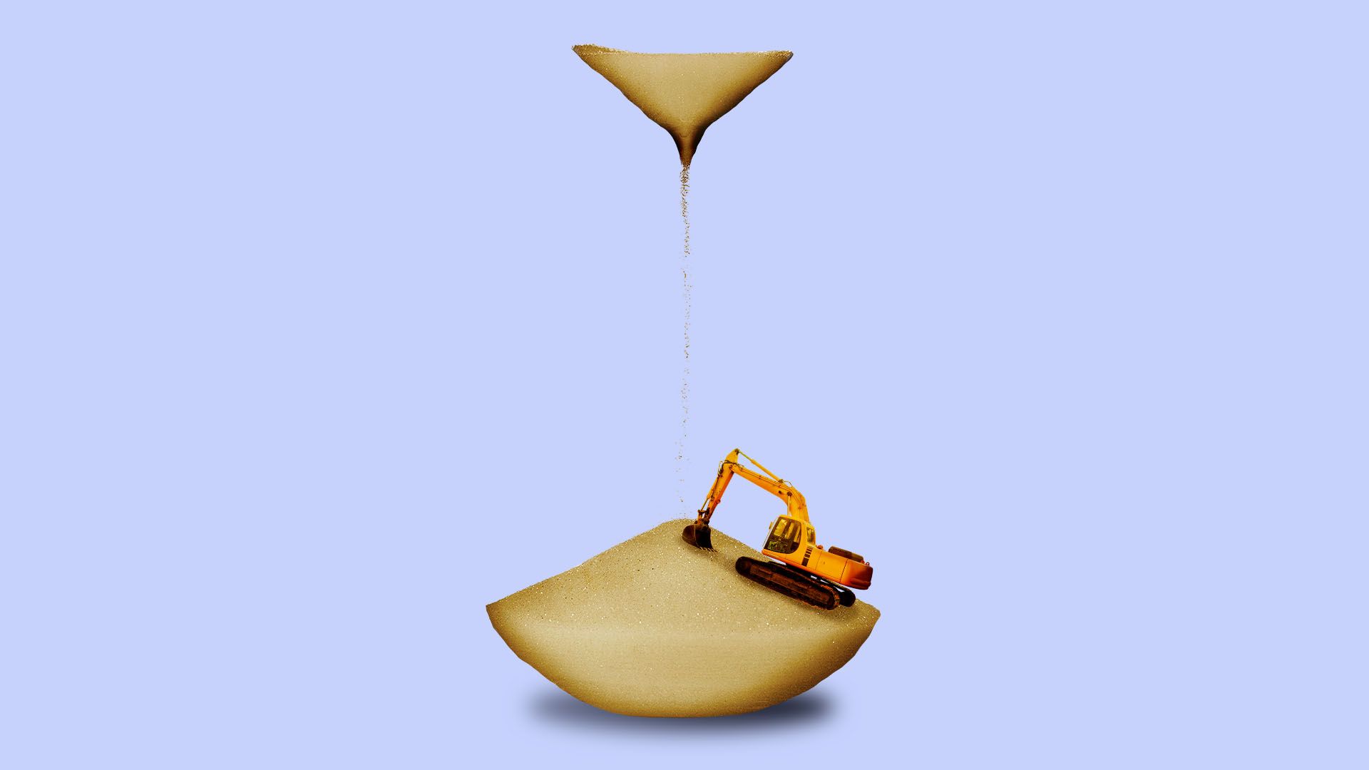 Illustration of an excavator harvesting sand