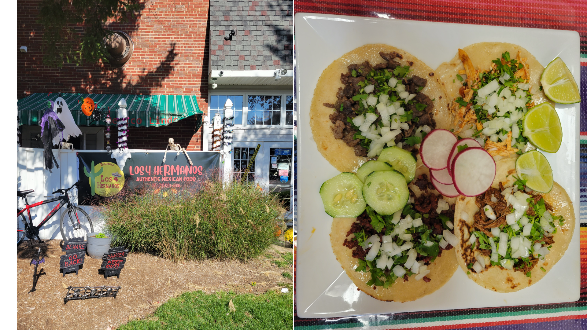 Taqueria Los 4 Hermanos in Warminster; picture of four tacos.