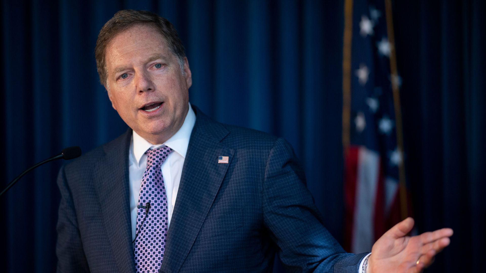 U.S. attorney for Southern District of New York Geoffery Berman speaking at a press conference