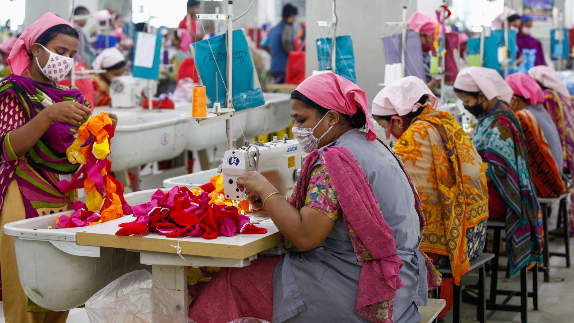 Bangladeshi workers at a garments factory in Gazipur outskirts of Dhaka. 