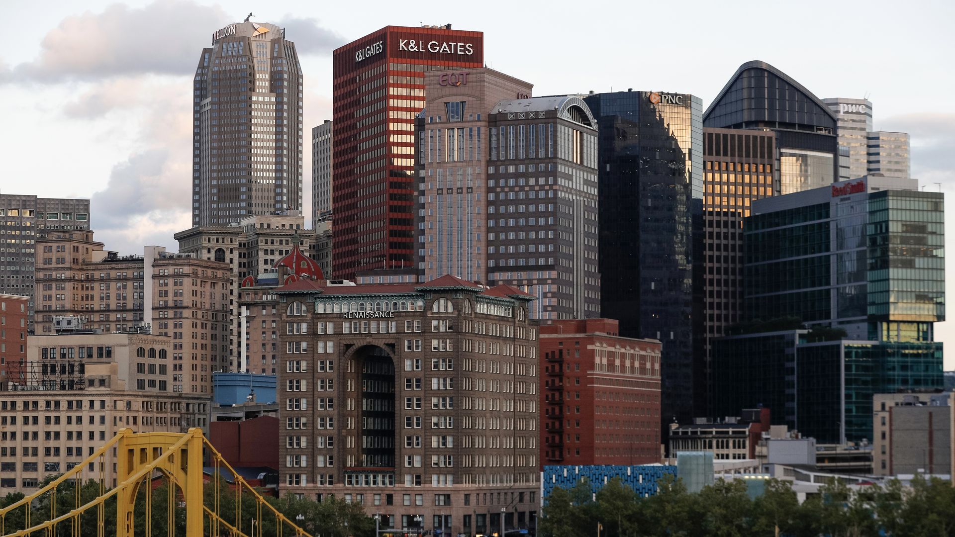 The Downtown Pittsburgh skyline in July 2023.