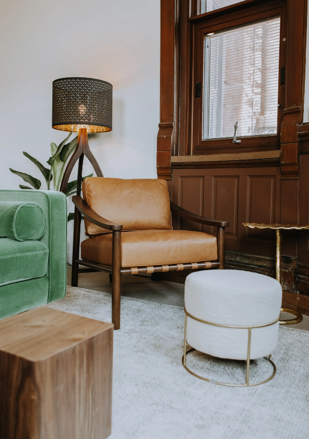 living room with wood apartment panels