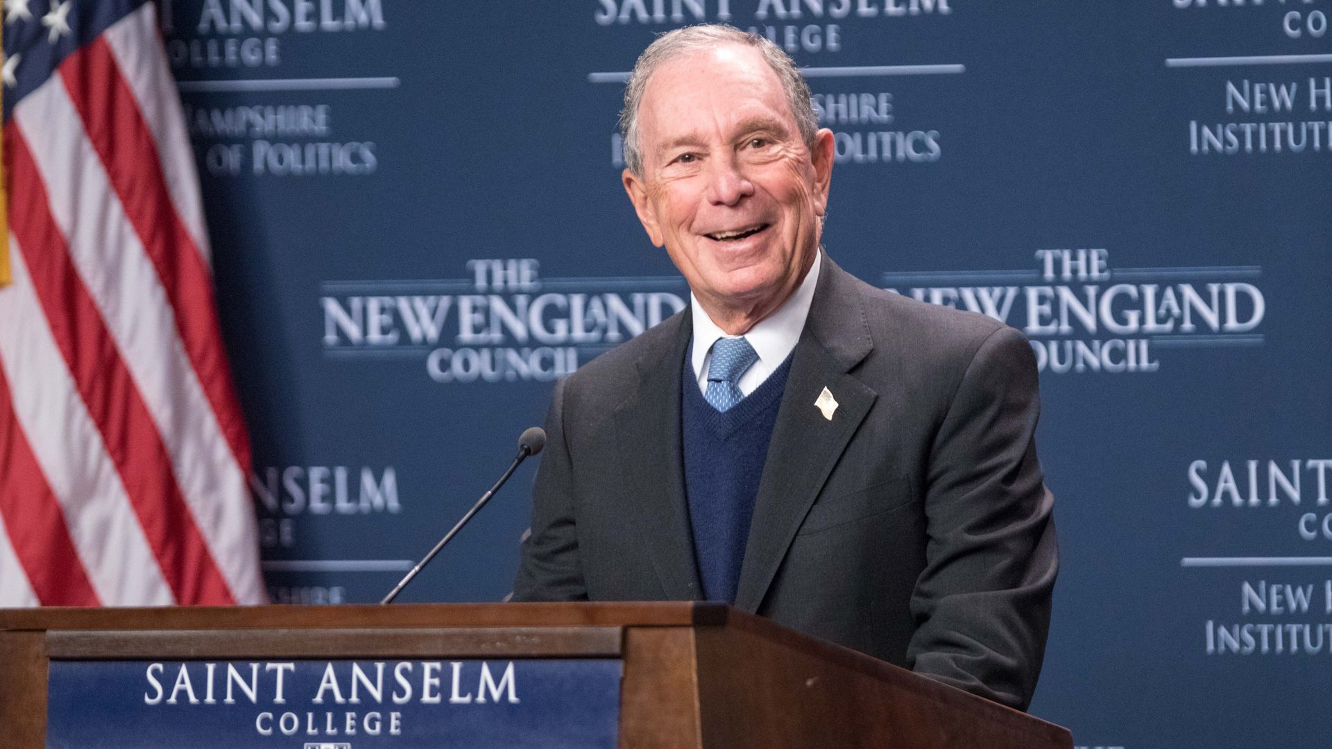 Former New York City Mayor Michael Bloomberg speaks about the climate at the New Hampshire Institute of Politics on January 29, 2019 in Manchester, New Hampshire. 
