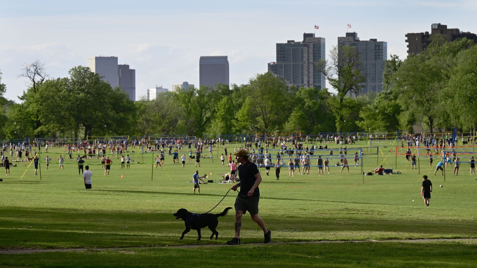 People enjoy outdoor activities at Washington Park in Denver, Colorado