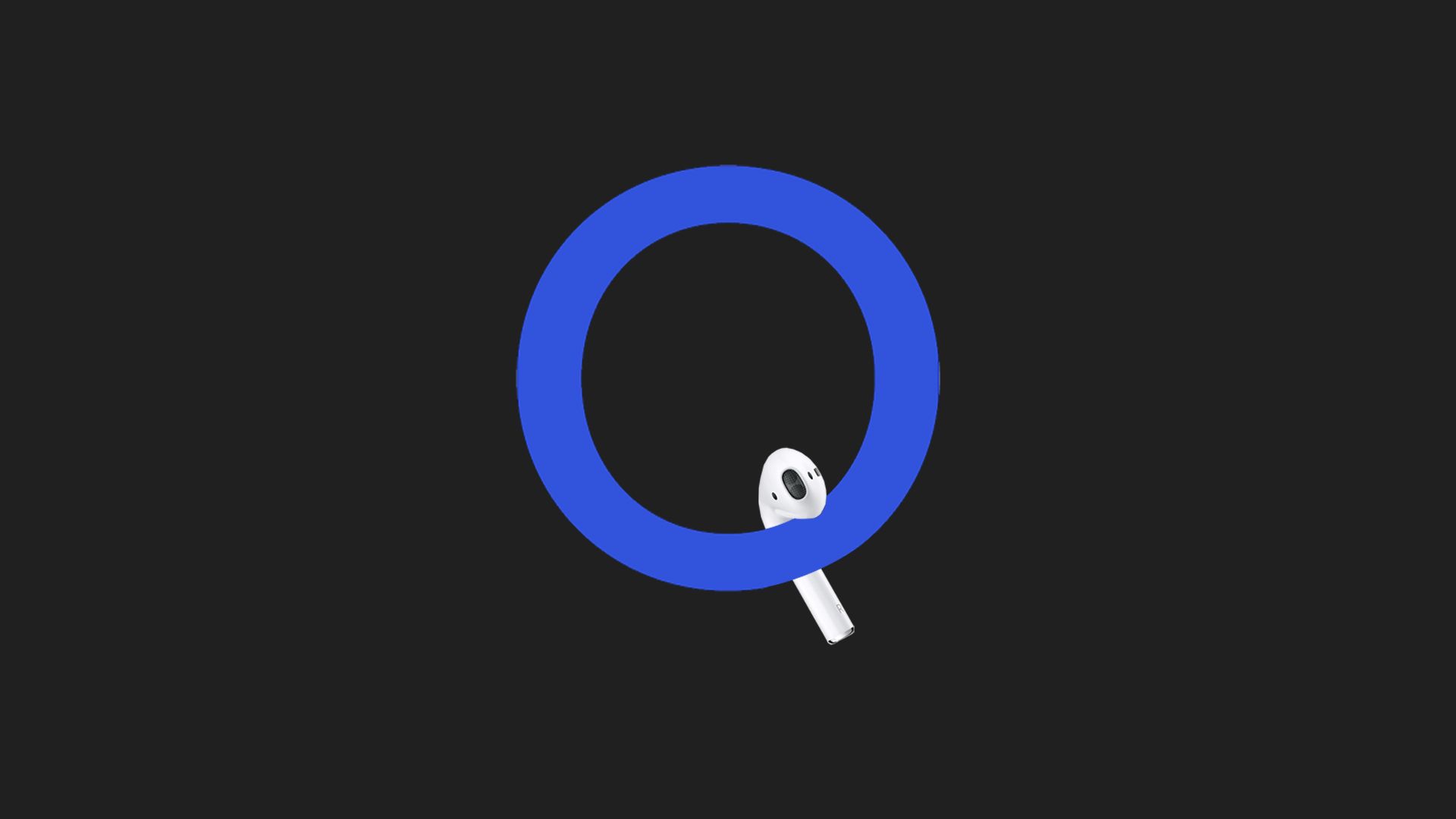 Illustration of Qualcomm logo with Apple Air Pod in place of the tail on the Q