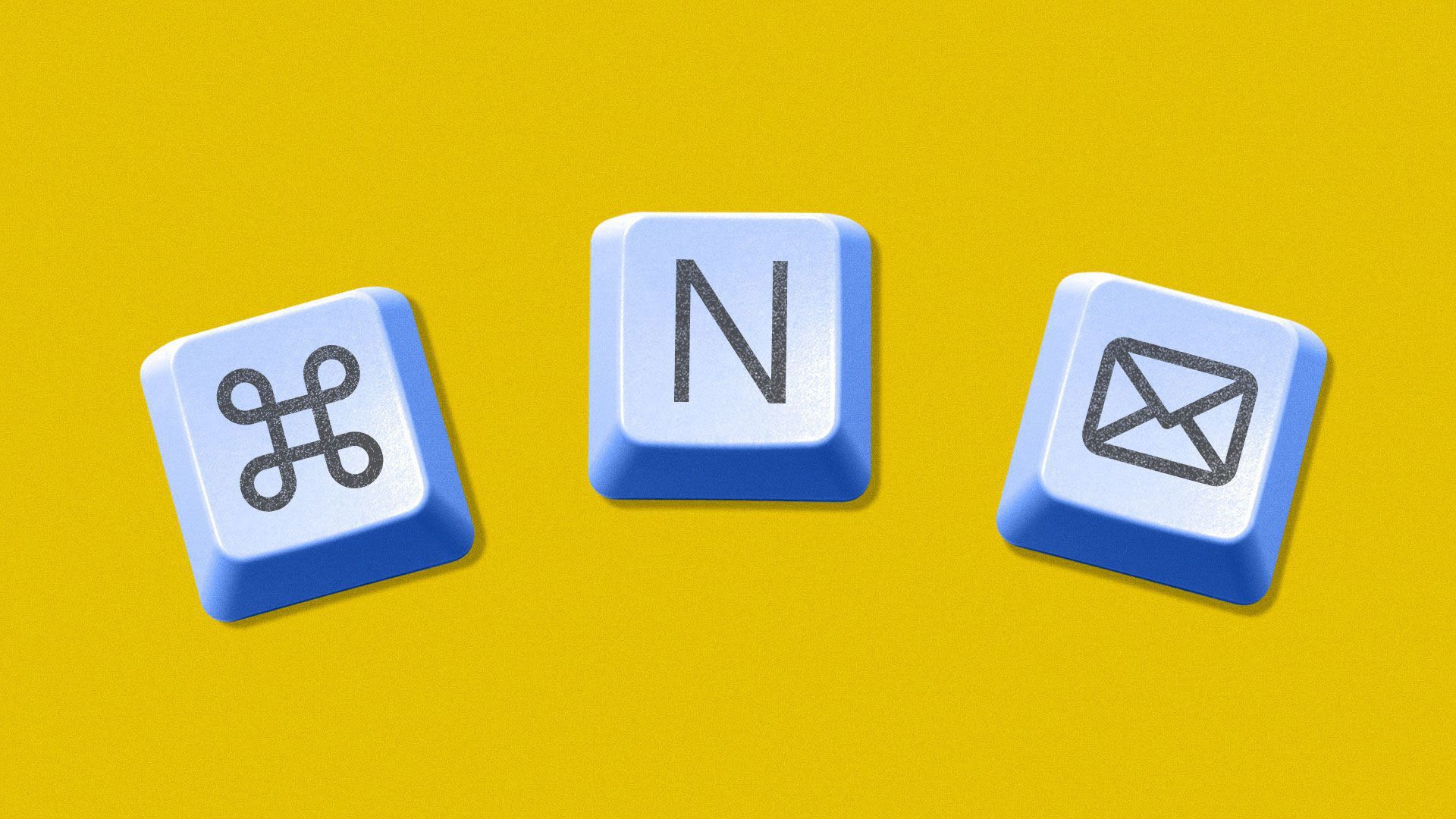 Illustration of command, N, and email computer keys
