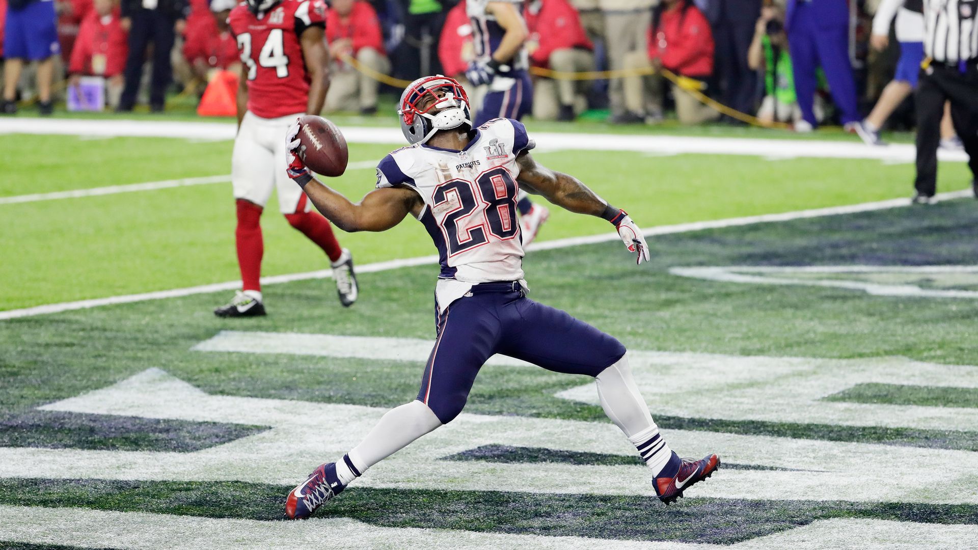james white spiking the ball after a td