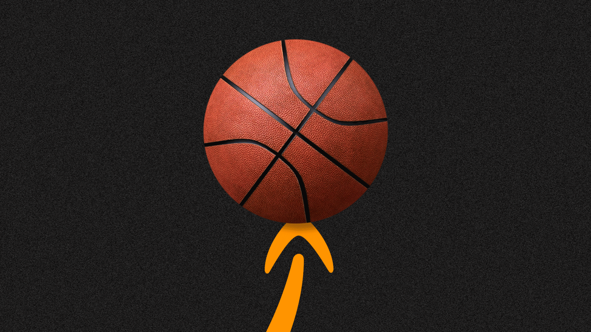 Illustration of a basketball spinning on the Amazon arrow logo