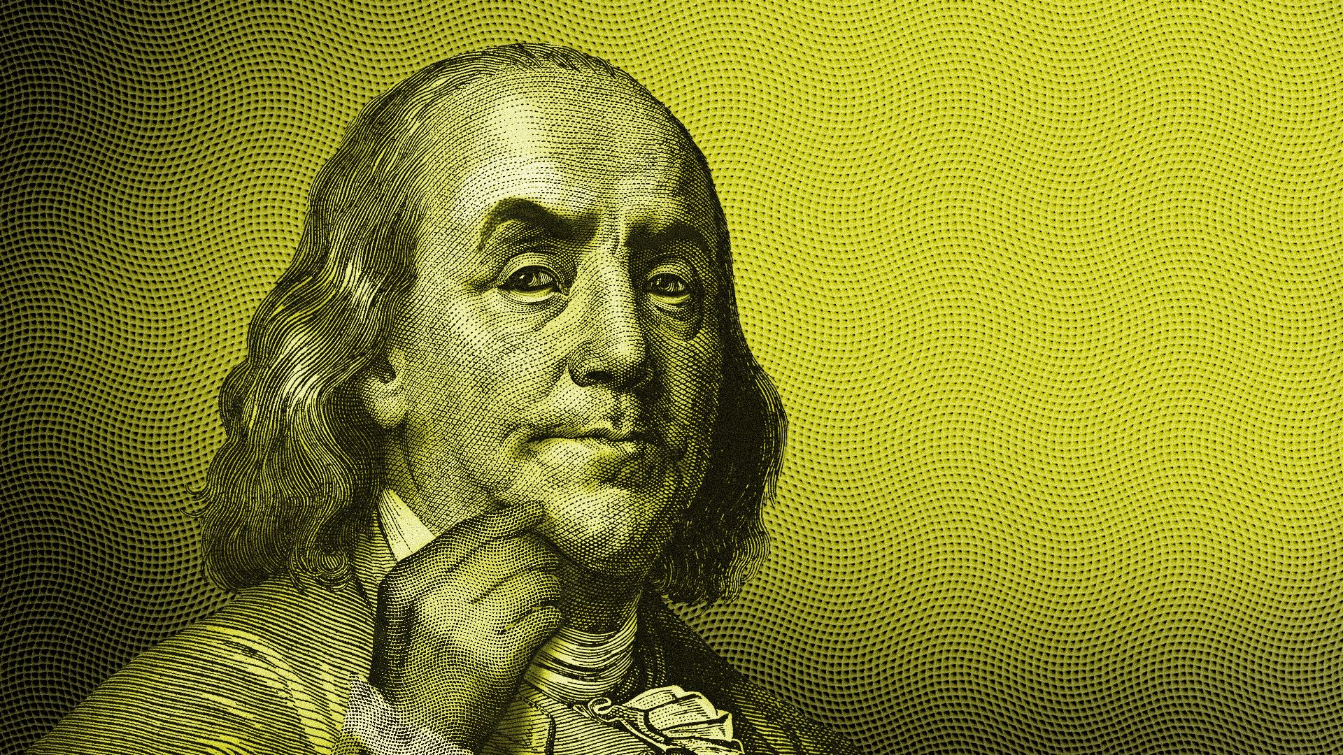 Illustration of skeptical looking Benjamin Franklin