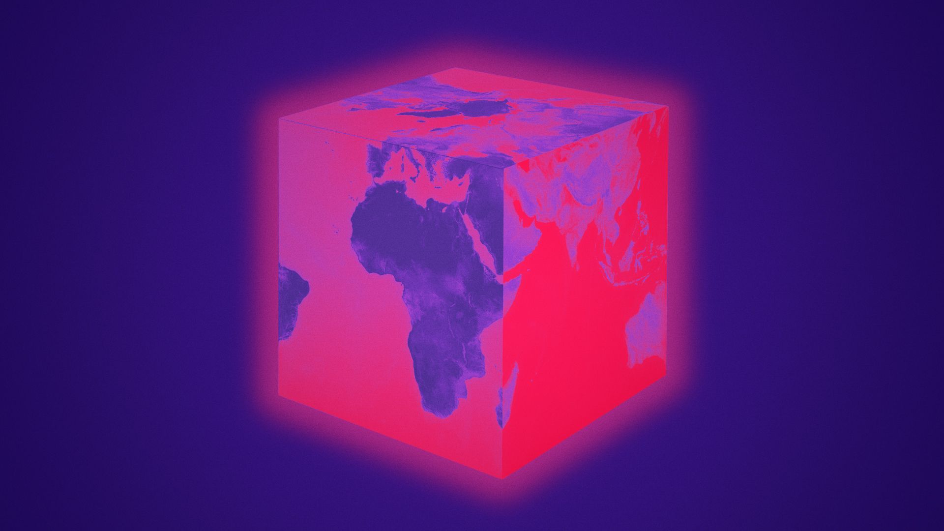 Illustration of a glowing Earth in the shape of a block.
