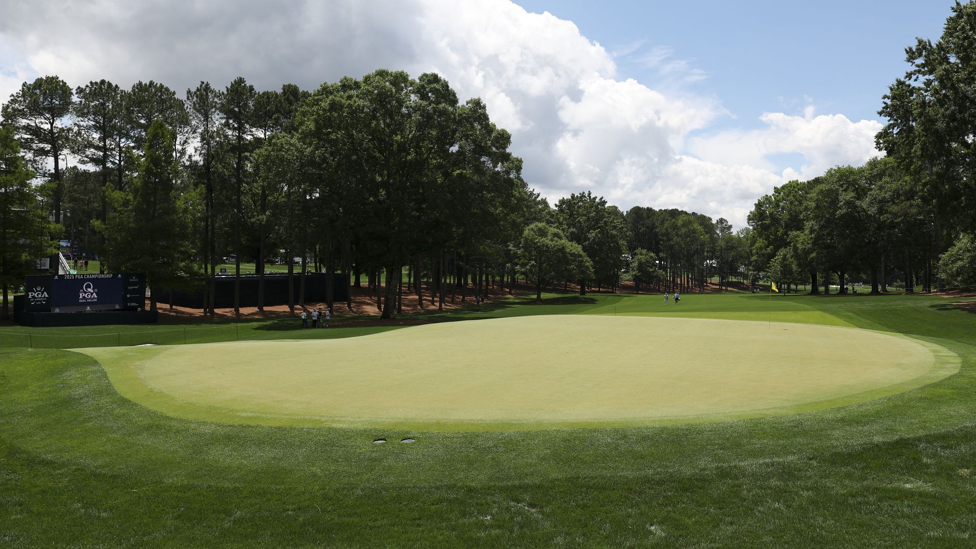 A general view of the second hole fairway and putting green during the PGA Championship Practice Round at Quail Hollow Club on Wednesday, May 14, 2025 in Charlotte, North Carolina. (Photo by Scott Taetsch/PGA of America via Getty Images)