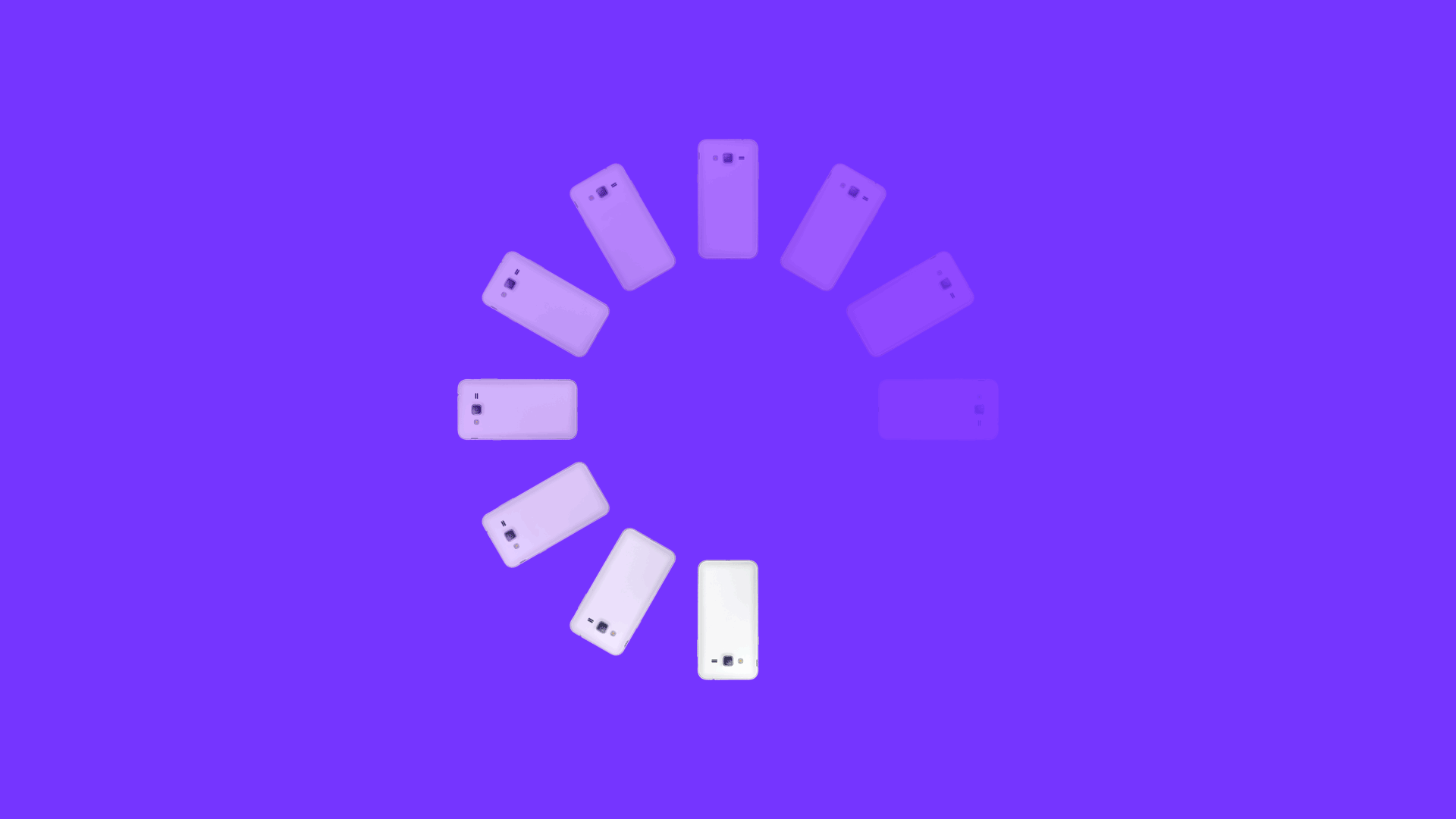 an illustration of phones in a rotating circle similar to the one you get when a PC is loading