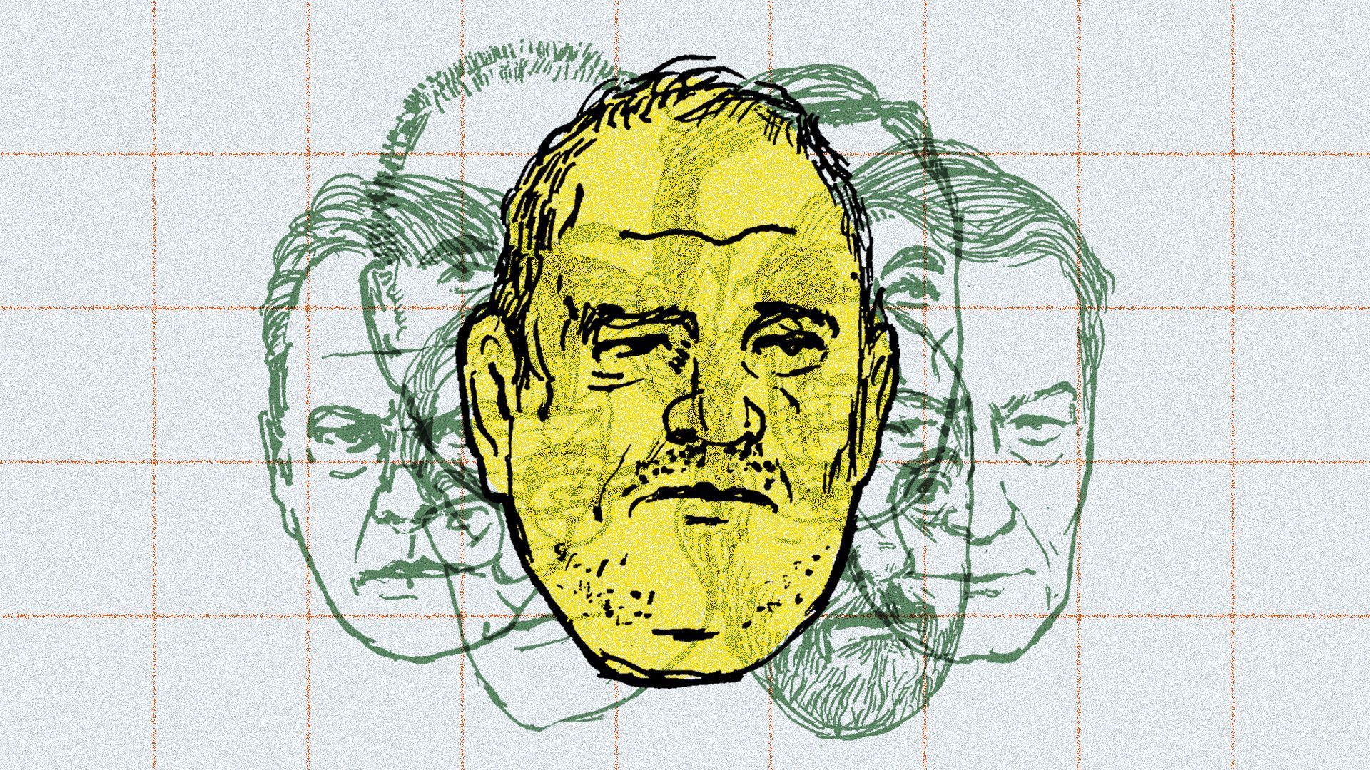 llustration showing men accused of sexual misconduct in the past year