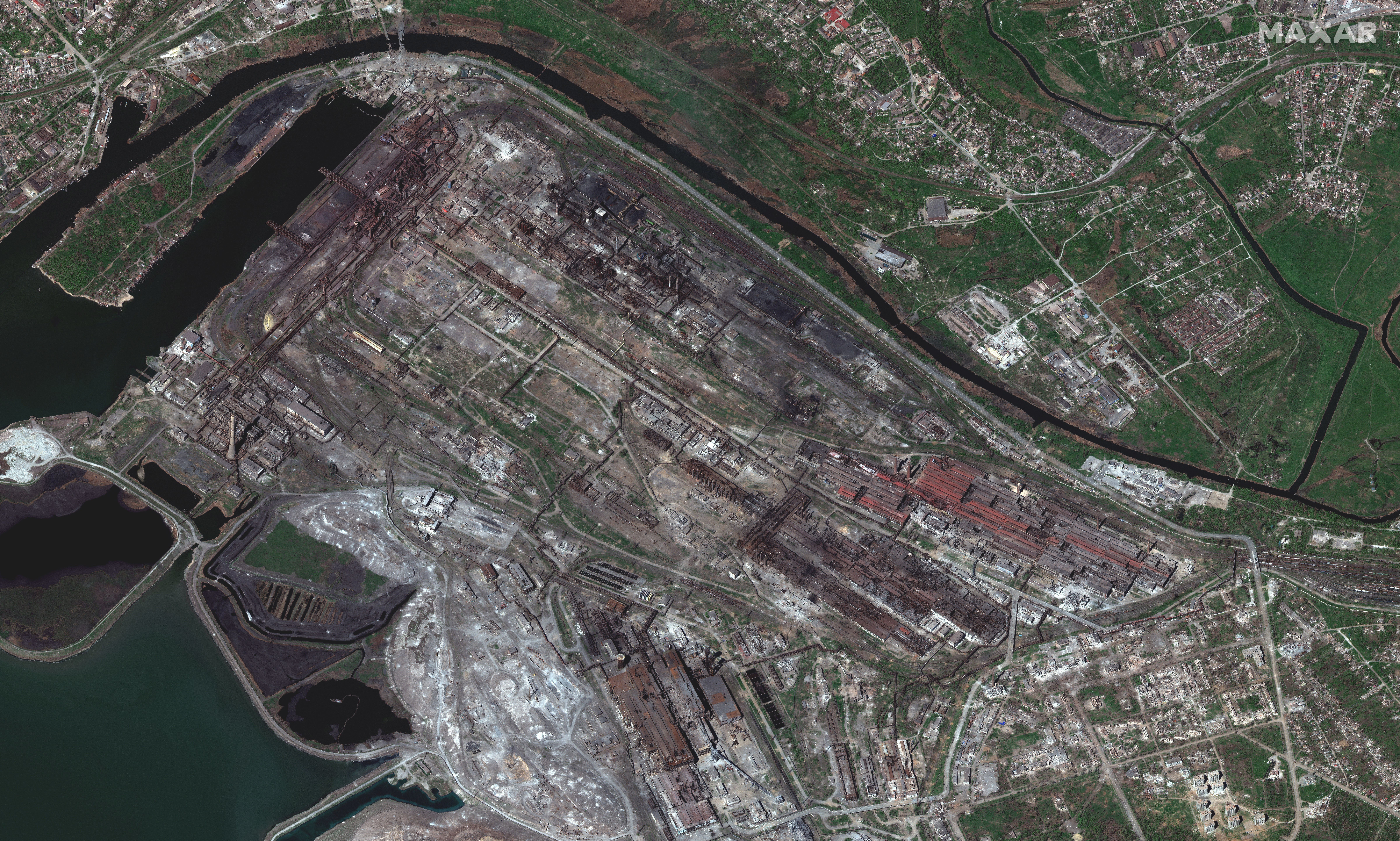 The Azovstal steel plant, site of the Ukrainians last military holdout that is also serving as a civilian shelter.