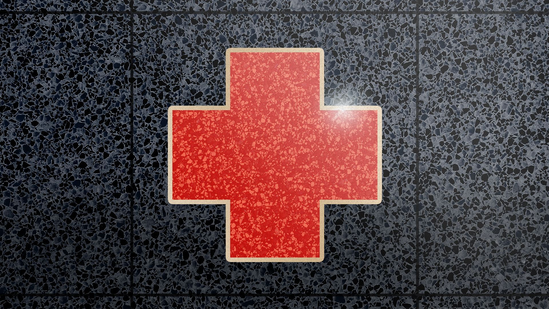 Illustration of a Hollywood Walk of Fame tile shaped like a red cross