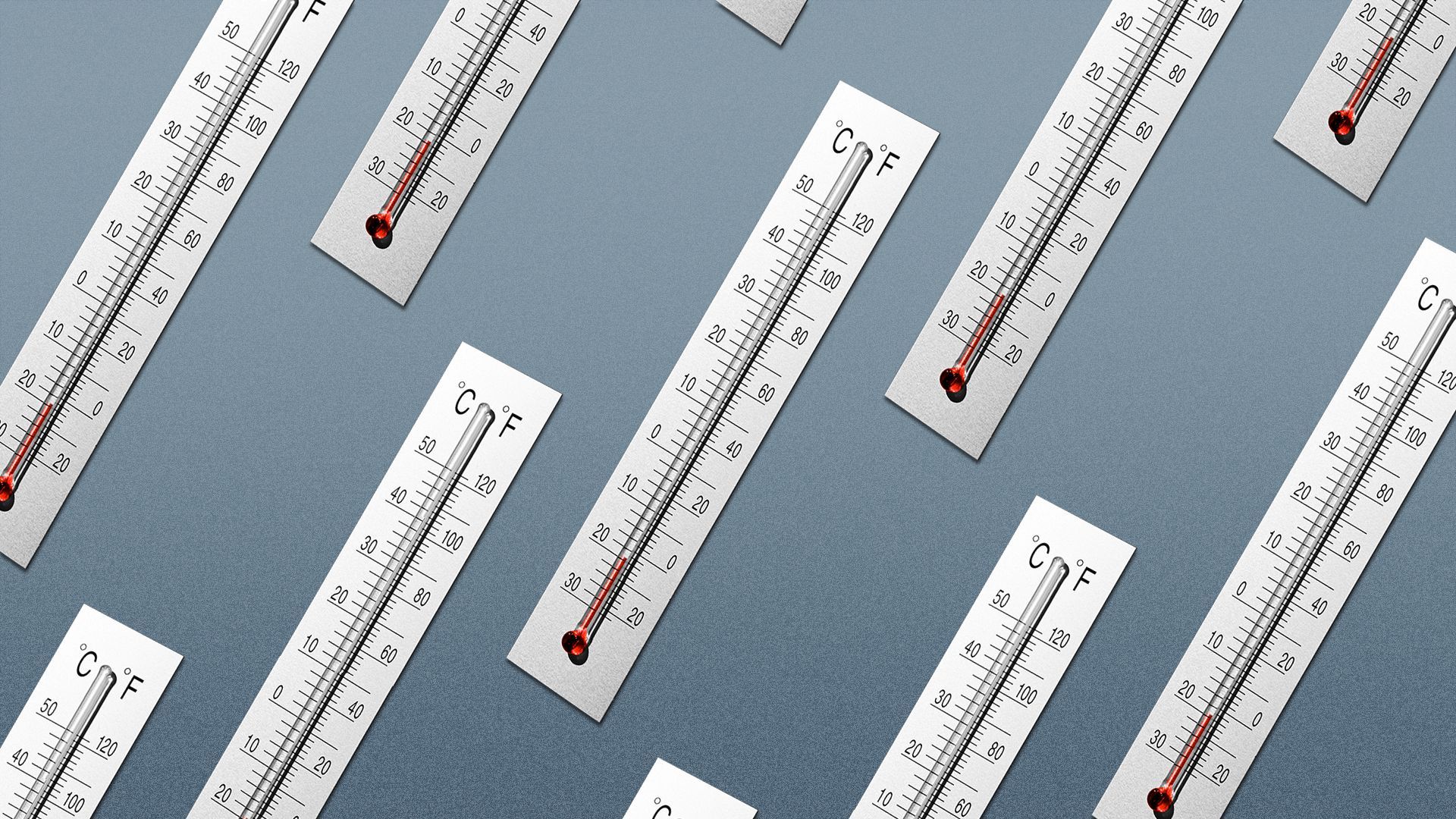 Illustration of a pattern of thermometers showing low temperatures.