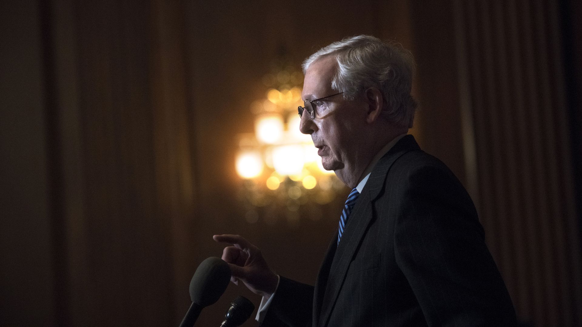 Senate Majority Leader Mitch McConnell is seen speaking during a news conference in December.