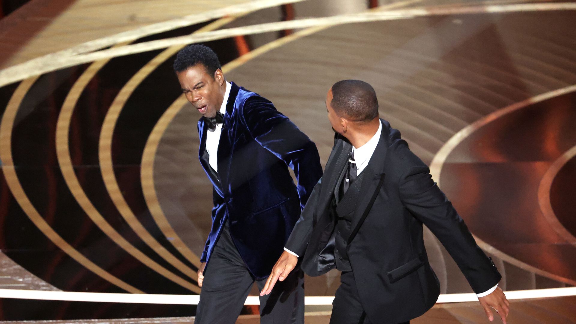 Will Smith slaps Chris Rock onstage during the show at the 94th Academy Awards at the Dolby Theatre at Ovation Hollywood on Sunday, March 27