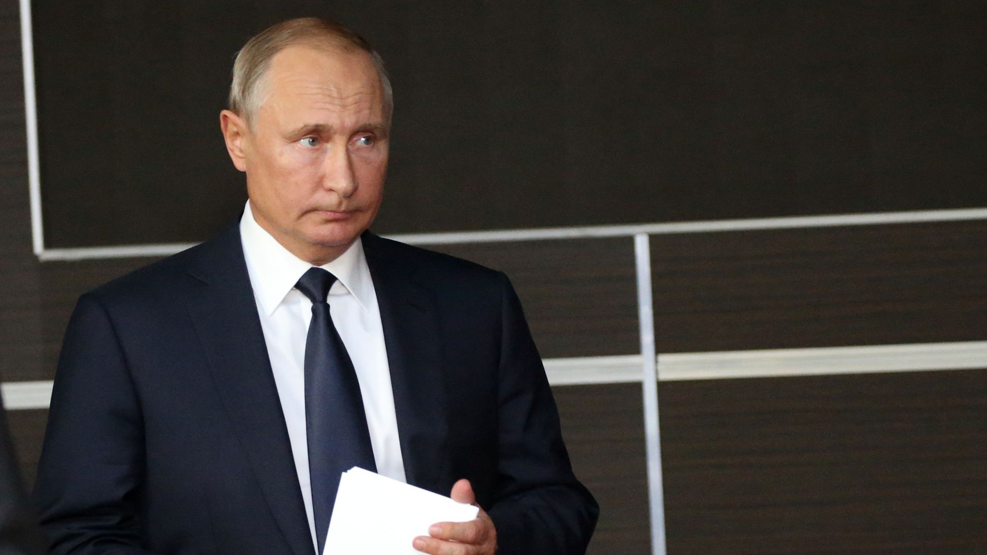 Vladimir Putin looks concerned and sad