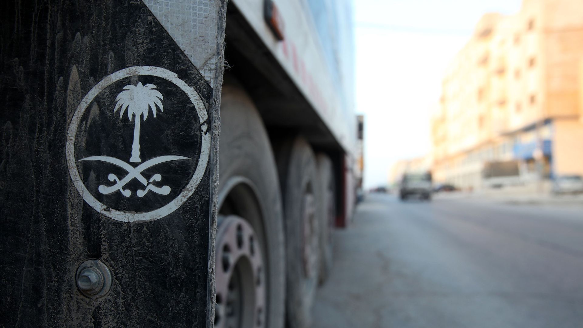 The wheel of a truck in Jordan in February 2017. Photo: Salah Malkawi/Anadolu Agency/Getty Images