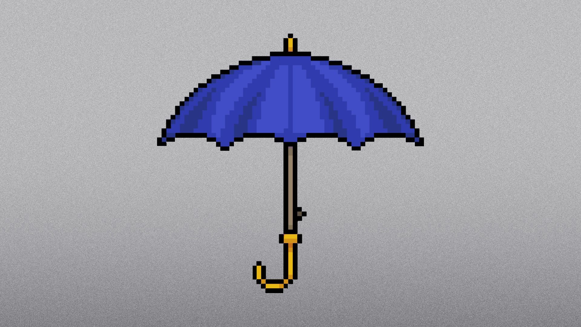 Illustration of a pixelated umbrella.